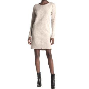 New Stitchdrop Center Seam Side Slit Long Sleeve Sweater Dress Serene Ivory XS